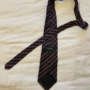 Red, Blue, and White Plaid 100% Silk Tie from Lauren by Ralph Lauren